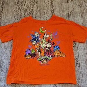Disney Parks Mickey Mouse Halloween Graphic T-Shirt Orange Sz Small